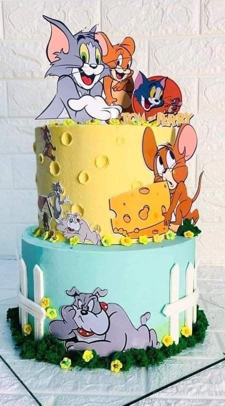 Tom and Jerry 2 tier Birthday  cake