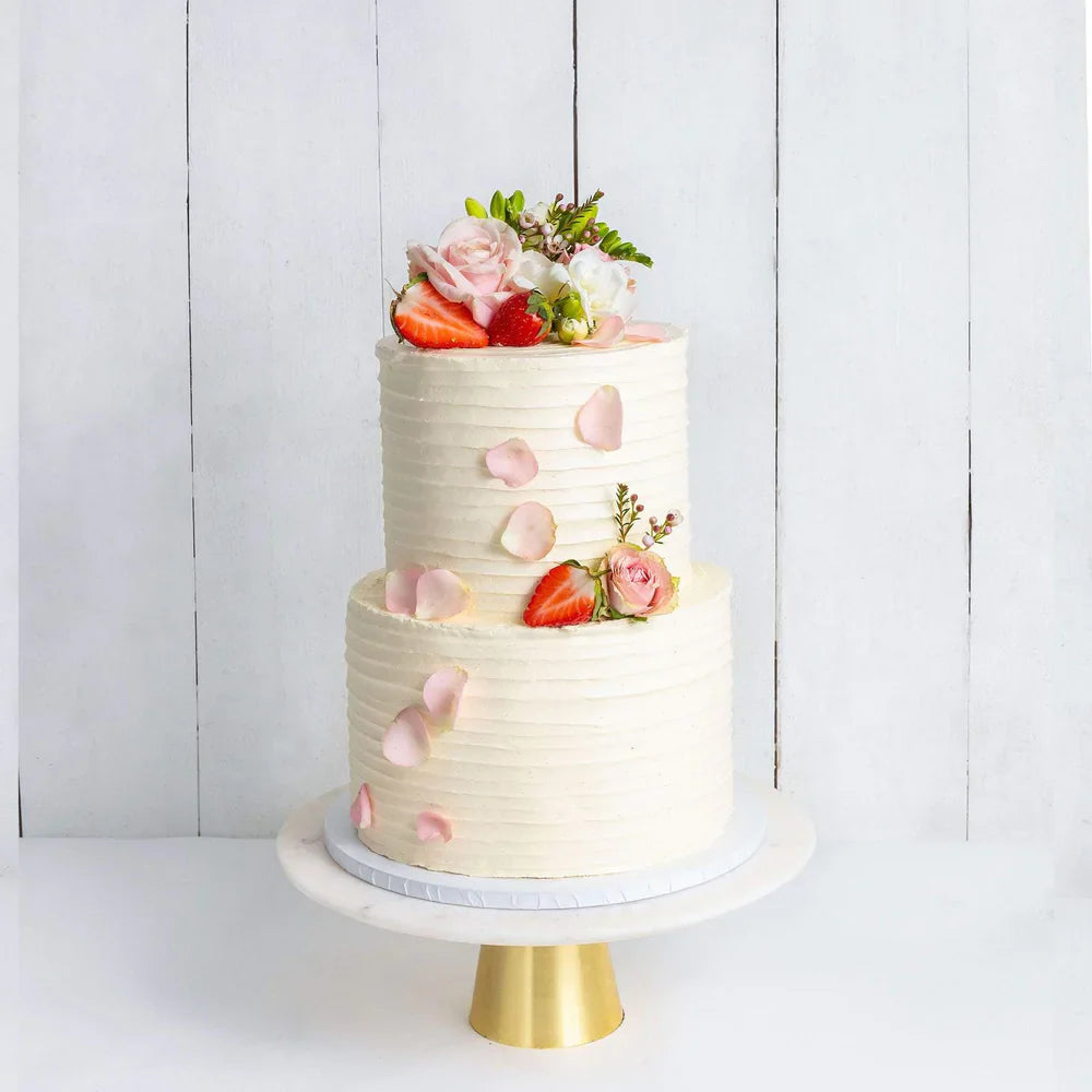 Two Tier Floral  Wedding Cake