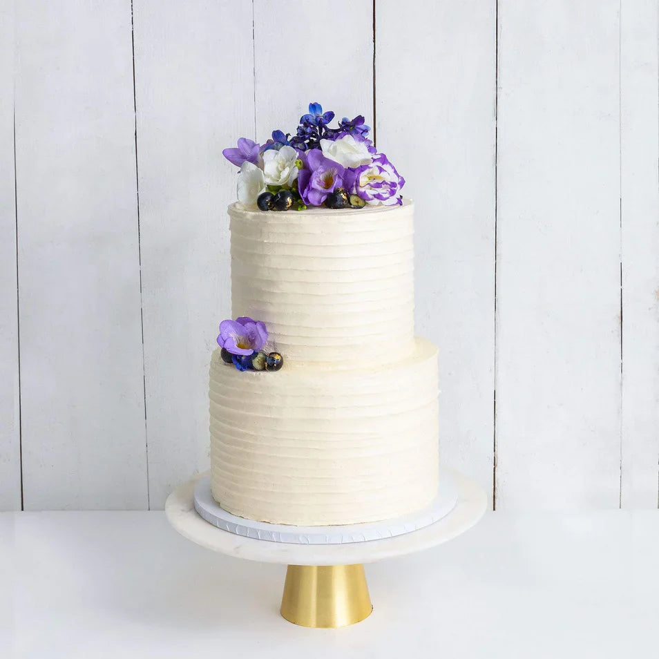 Two Tier Floral  Wedding Cake