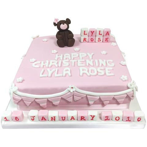 Baby Shower Cake Teddy Bear Pink/white