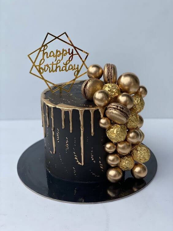 Black and Gold Birthday Cake 2