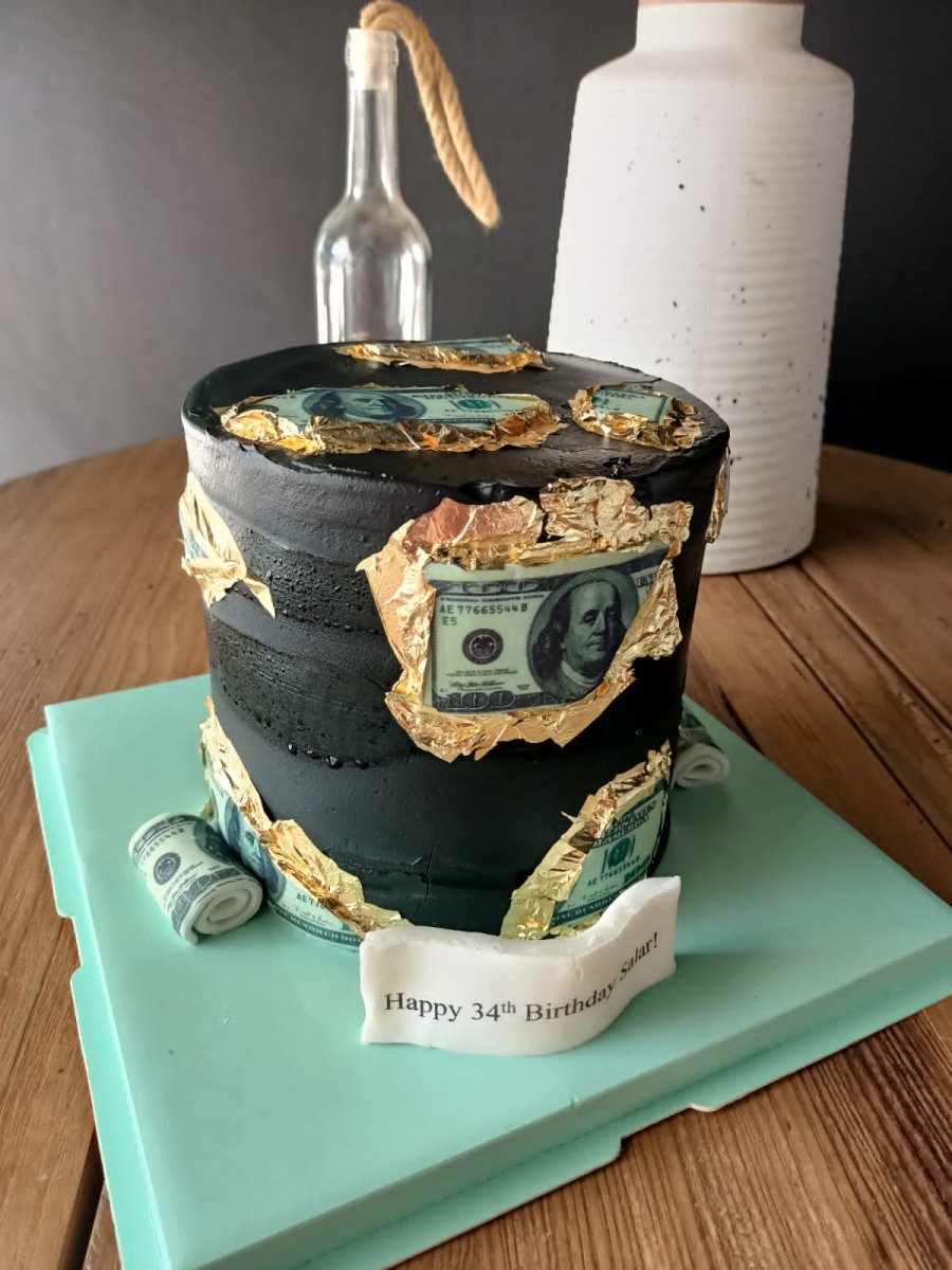 Black Dollar Cake Birthday Cake