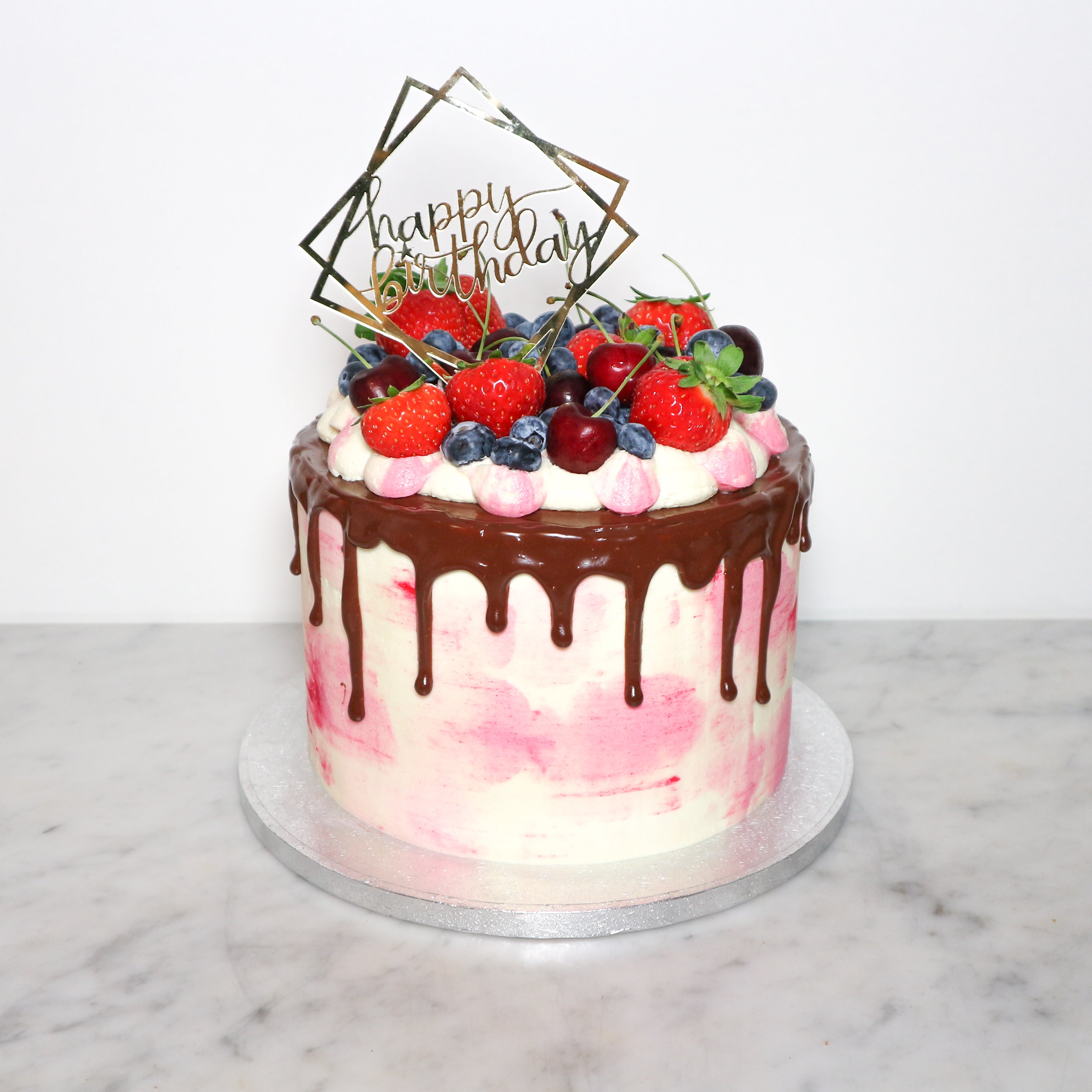 Drip Cake With Fruits - Birthday cake