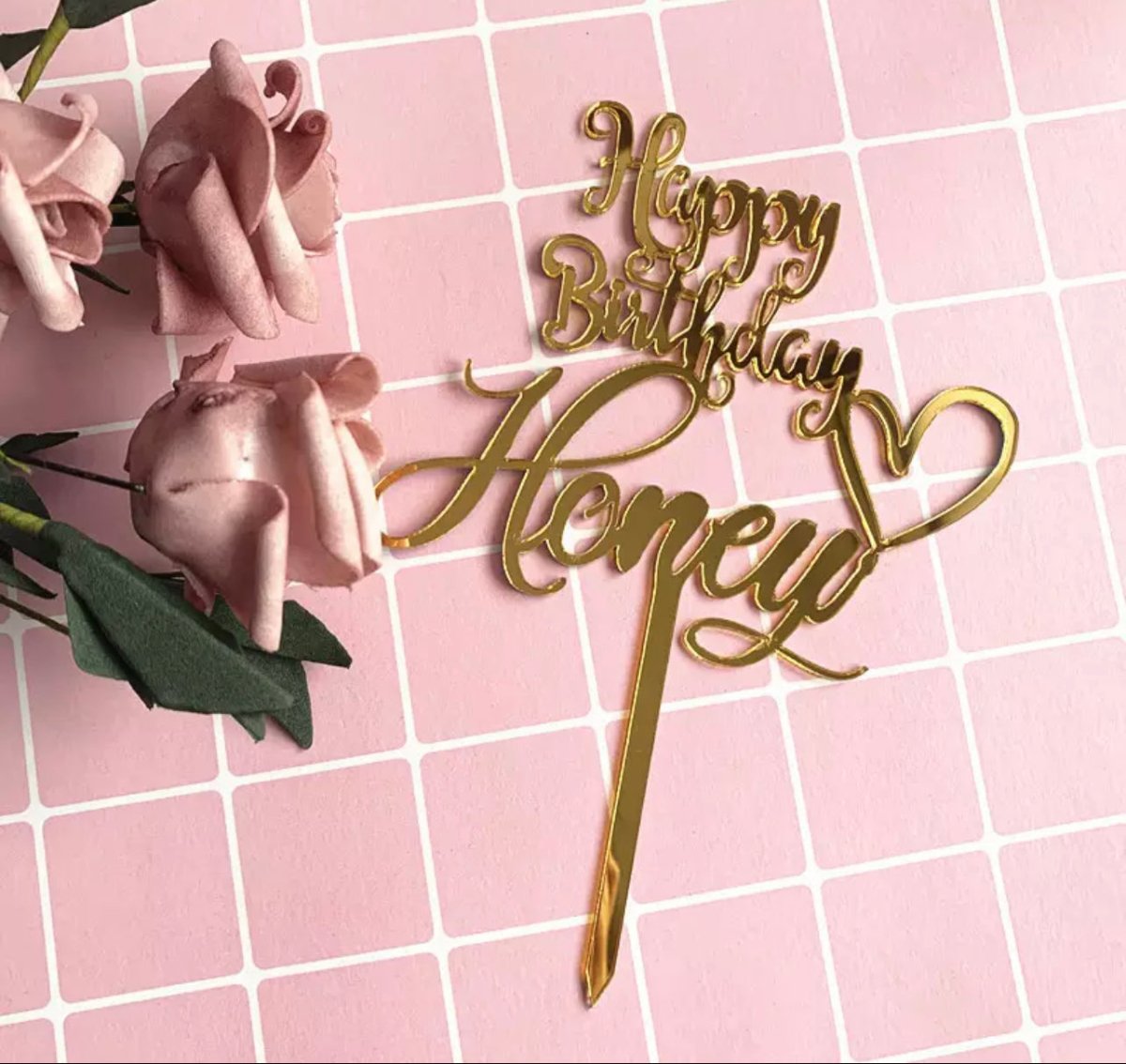 Cake topper Happy Birthday Honey