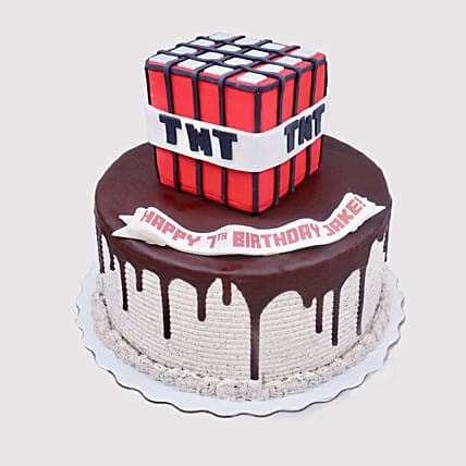 Minecraft  TNT  drip   Chocolate Birthday cake