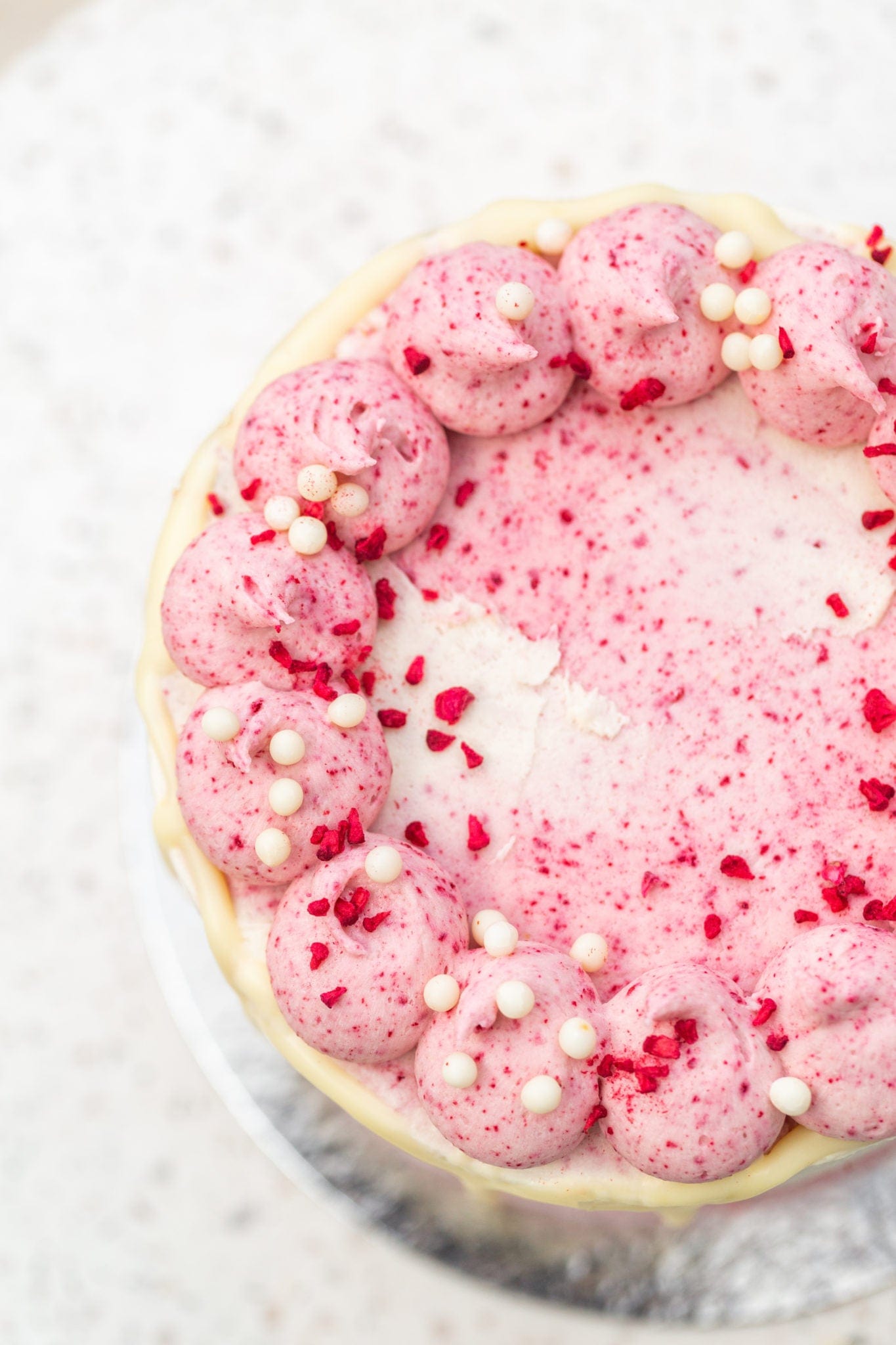 RASPBERRY WHITE CHOCOLATE  BIRTHDAY CAKE