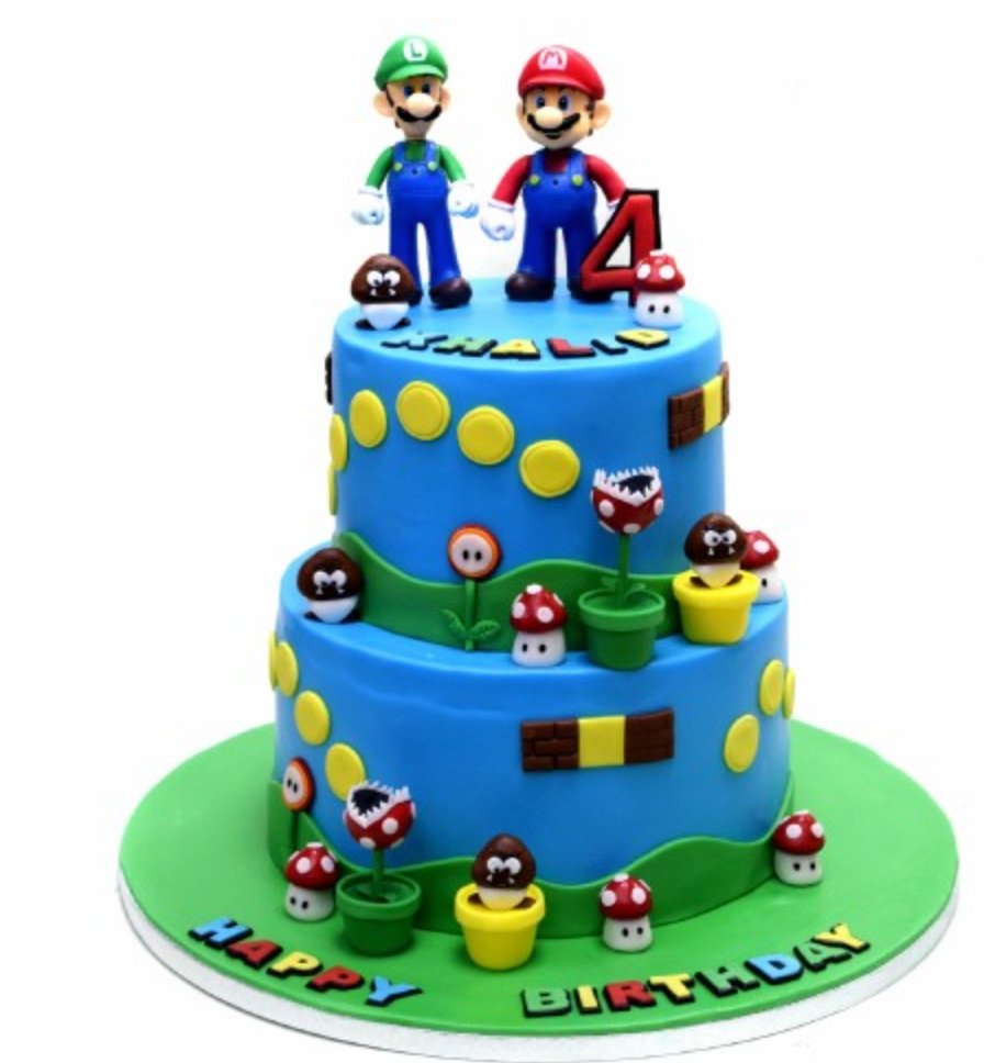 Super Mario  birthday cake 2 tier