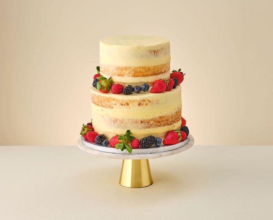 TWO TIER NAKED VANILLA & FRUIT WEDDING CAKE